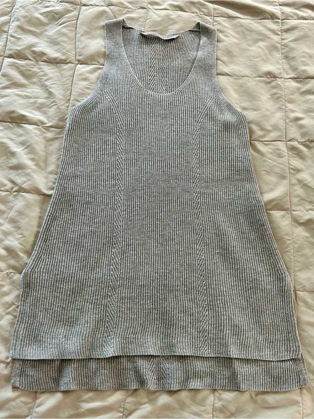 Athleta Light Gray Ribbed Knit Tank Top, Women’s Size Small